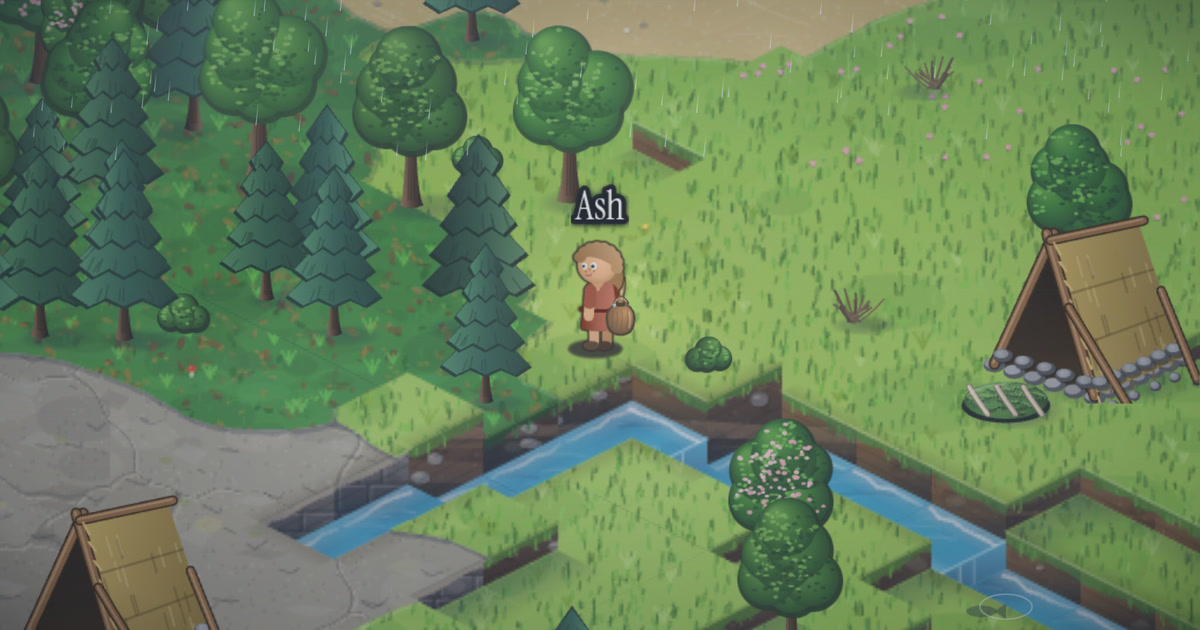 Ash on the island of The Sentient World, morning of year 2, day 164, mid spring, rain: towards what I set out to do (stock up by daylight): I need 10 berries and have 8
