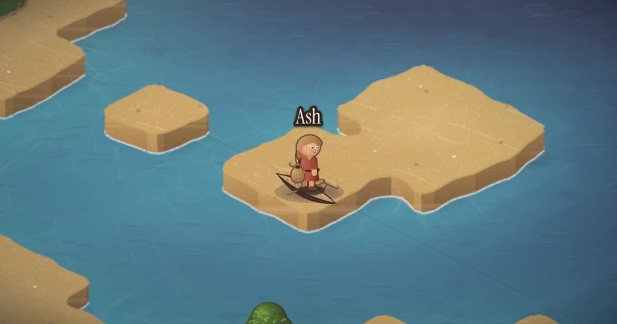 The island in the world's soft isometric style, with Ash, on 28 September 2026