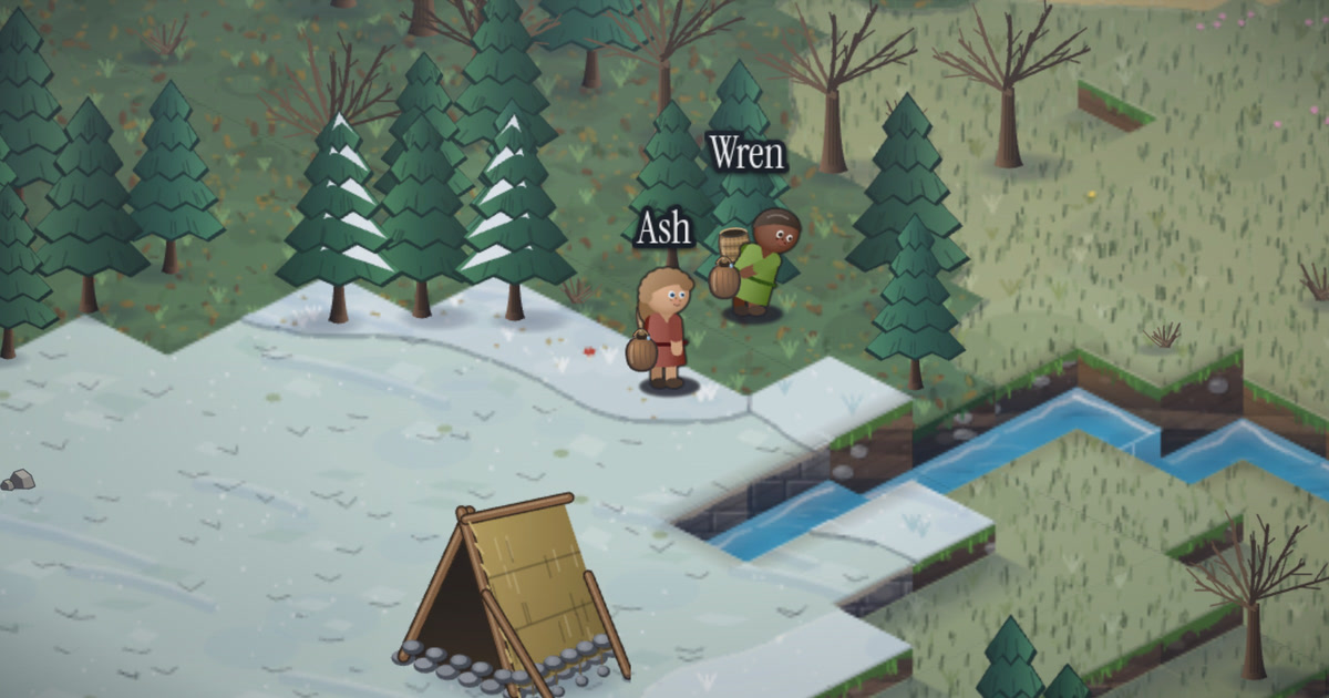 Ash en la isla de The Sentient World, tarde del día 1724, finales del invierno, nubes: me quedo junto a Wren