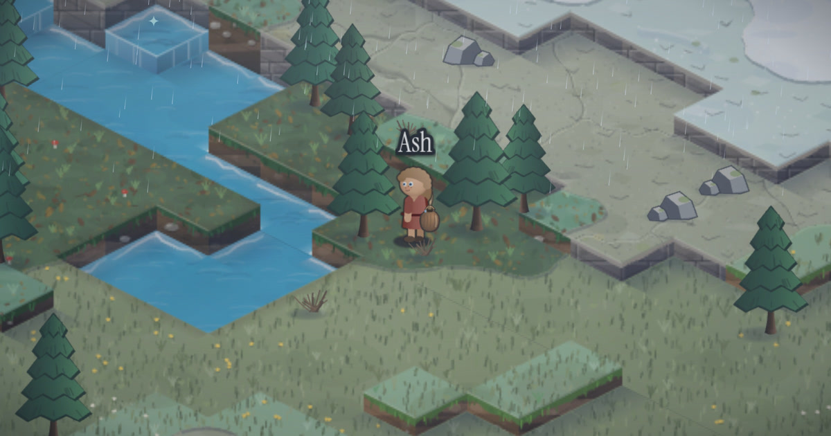Ash auf der Insel von The Sentient World, mittags an Tag 1784, Spätwinter, Regen: ich gehe ein Stück und sehe, was es gibt